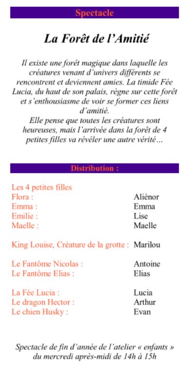 La foret de l'amitie VERSO